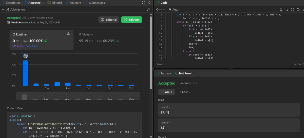 Q - Median of 2 Sorted Arrays

Day - 25/100