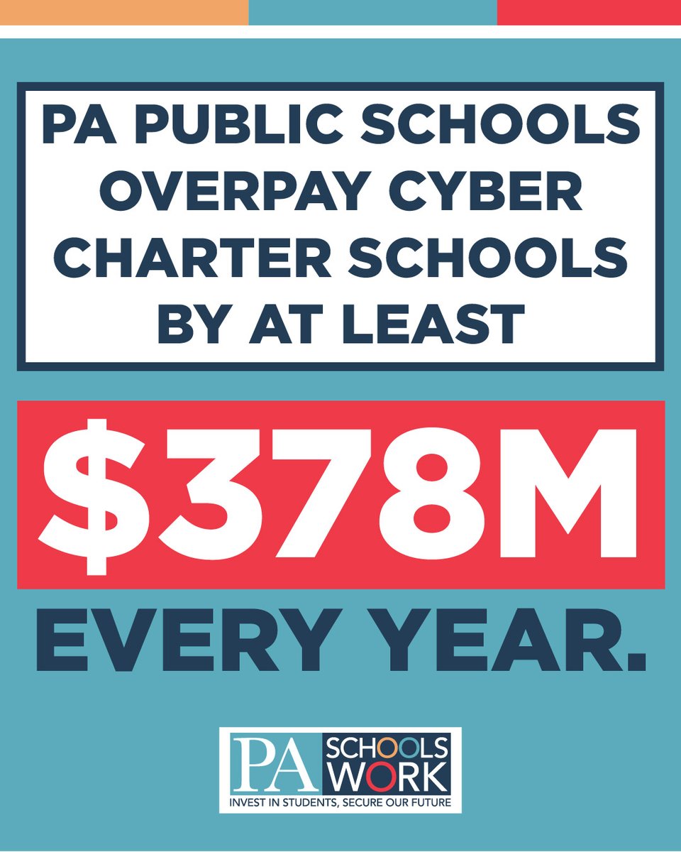 This year, Pennsylvania's school districts need at least $378 million in savings from cyber charter reform. The current funding system is deeply flawed and in need of urgent reform. #PABudget