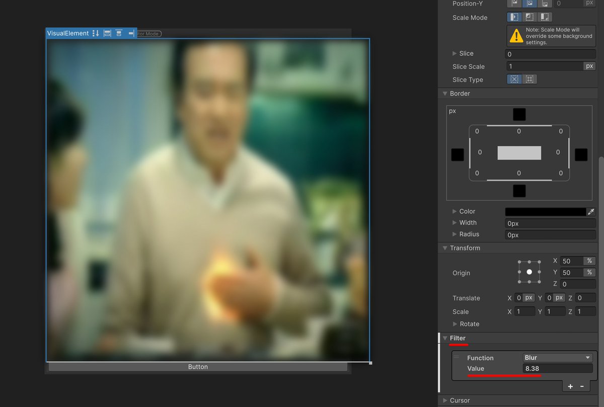 유니티 6.3, UI Toolkit에 Filter기능이 생기면서 Blur 기능이 기본 제공되기 시작했다.