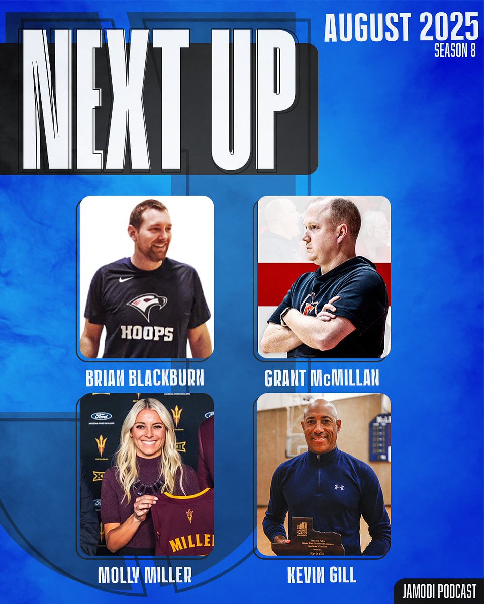 🚨August kicks off Monday with <a href="/CoachBBurn_12/">Brian Blackburn</a> 💪

👀 Here’s a sneak peek at August’s episode lineup! 📅🎙️
——
<a href="/FC_Hoops_/">Florida College Men’s Basketball</a>  <a href="/Grant_McMillan3/">Grant McMillan</a> <a href="/NavarroBball/">Navarro Basketball</a> <a href="/MollyMiller33/">Coach Molly Miller</a> <a href="/SunDevilWBB/">Sun Devil WBB</a> <a href="/McLennanSports/">McLennan Athletics</a>