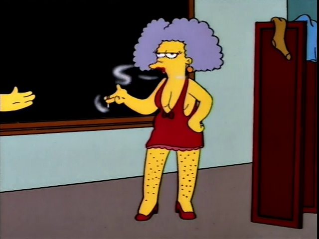 SimpsonsFiles's tweet image. One way to drive your man wild is to wear tight, revealing clothes.