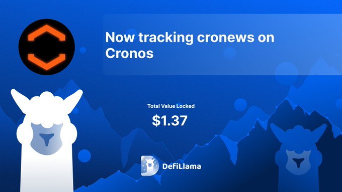 DefiLlama tracking cronews on Cronos with Total Value Locked at $1.37
