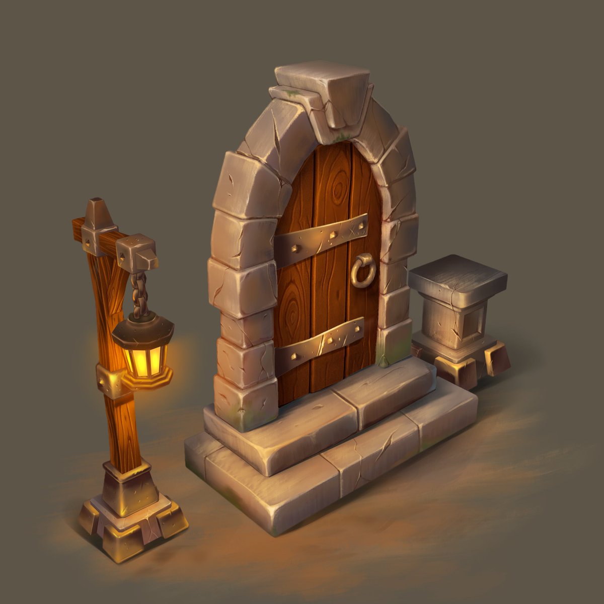 Stylized paintover (test task).
Materials + lighting practice.