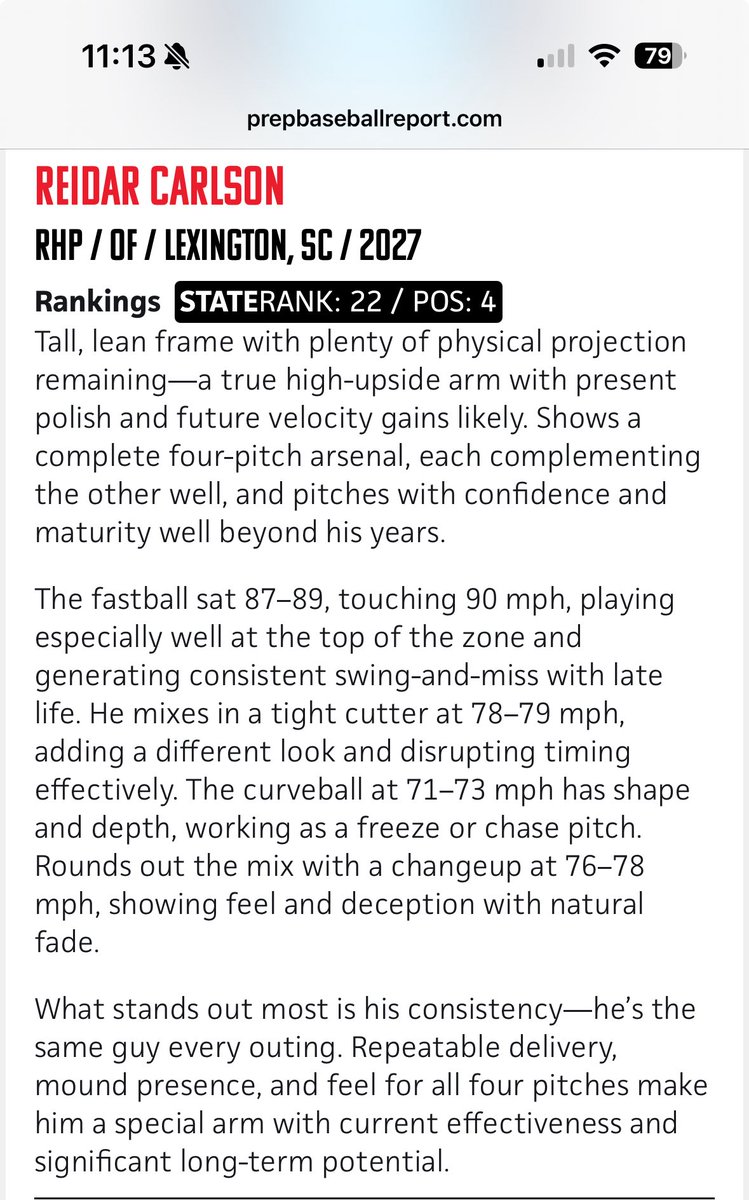 Reidar Carlson (@reidar_carlson) on Twitter photo Thank you <a href="/PrepBaseball_SC/">Prep Baseball South Carolina</a>, <a href="/SammyEsposito41/">Sammy Esposito</a>, and <a href="/_SeanSmith23_/">Sean Smith</a> for the write up!
<a href="/BanksFaulkner11/">Banks Faulkner</a>
<a href="/bhucks17/">Brian Hucks</a>
<a href="/BlacksmithsBase/">Palmetto Blacksmiths Baseball</a>
<a href="/BaseballLex/">LexWildcatBaseball</a> Thank you <a href="/PrepBaseball_SC/">Prep Baseball South Carolina</a>, <a href="/SammyEsposito41/">Sammy Esposito</a>, and <a href="/_SeanSmith23_/">Sean Smith</a> for the write up!
<a href="/BanksFaulkner11/">Banks Faulkner</a>
<a href="/bhucks17/">Brian Hucks</a>
<a href="/BlacksmithsBase/">Palmetto Blacksmiths Baseball</a>
<a href="/BaseballLex/">LexWildcatBaseball</a>