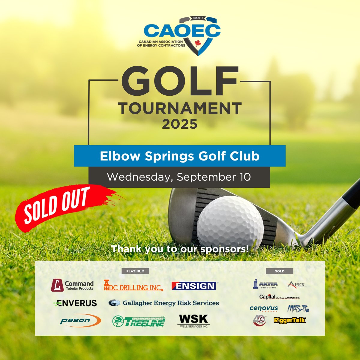 CAOEC (@thecaoec) on Twitter photo The 2025 CAOEC Golf Tournament is now sold out! With over 200 golfers playing across all three nine-hole courses at <a href="/ElbowSprings/">Elbow Springs GC</a>, it's sure to be another great event.
If you're not planning to golf but would still like to sponsor a hole, email communications@caoec.ca. The 2025 CAOEC Golf Tournament is now sold out! With over 200 golfers playing across all three nine-hole courses at <a href="/ElbowSprings/">Elbow Springs GC</a>, it's sure to be another great event.
If you're not planning to golf but would still like to sponsor a hole, email communications@caoec.ca.