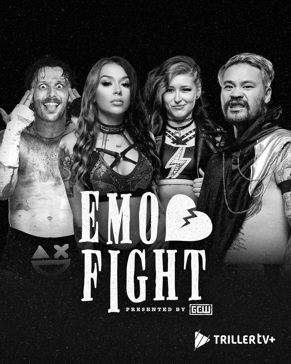 Triller_TV's tweet photo. Want some classic @GCWrestling_ mayhem? 🌪️

#GCWHit comes your way TONIGHT at 8pmET followed by #GCWEmoFight TOMORROW NIGHT at 11pmET.

📲 LIVE and EXCLUSIVE on TrillerTV+ https://t.co/iRyFIdlxru
