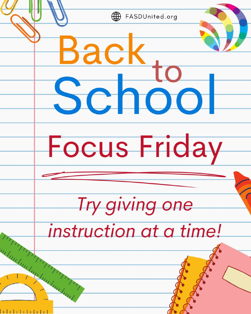 Creating a Family (@creatingafamily) on Twitter photo RT <a href="/FASDUnited/">FASD United (formerly NOFAS)</a>: Back-to-school season is here, and all month long we’ll be sharing tips ✏️🍎.Â
Today is Focus Friday!
Teachers: Try using short instructions and breaking tasks into small steps helps students with FASD stay on track.
#FASDUnited RT <a href="/FASDUnited/">FASD United (formerly NOFAS)</a>: Back-to-school season is here, and all month long we’ll be sharing tips ✏️🍎.Â
Today is Focus Friday!
Teachers: Try using short instructions and breaking tasks into small steps helps students with FASD stay on track.
#FASDUnited