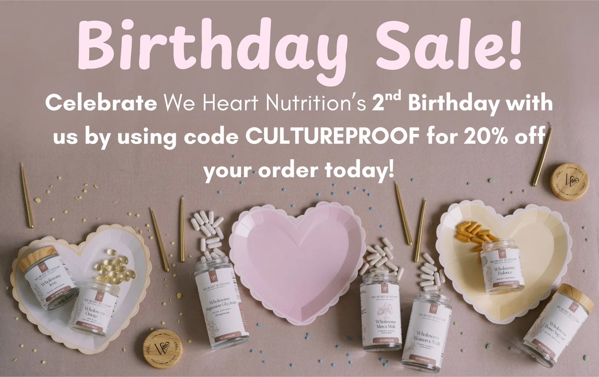 🎉🥳 Celebrate with us! Use our exclusive code: CULTUREPROOF at checkout for 20% off. Shop now at weheartnutrition.com