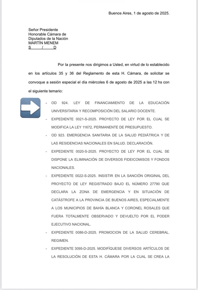 𝙎𝙚𝙨𝙞𝙤𝙣 𝙥𝙖𝙧𝙖 𝙩𝙧𝙖𝙩𝙖𝙧 𝙁𝙞𝙣𝙖𝙣𝙘𝙞𝙖𝙢𝙞𝙚𝙣𝙩𝙤 𝙐𝙣𝙞𝙫𝙚𝙧𝙨𝙞𝙩𝙖𝙧𝙞𝙤
 
📅 6 de Agosto a las 12:00

✅️Recomposición Salarial docentes y nodocentes 
✅️ Aumento Becas Estudiantiles 
✅️ Presupuesto para UUNN
✅️ Ciencia y Técnica 

𝙌𝙪𝙚 𝙨𝙚𝙖 𝙡𝙚𝙮 🇦🇷