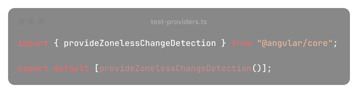 A little trick I just learn to make it easier to test a zoneless Angular (v20) application, is to configure the providersFile to automatically add providers.

This is a feature we already had in Angular Testing Library, but it's nice to see that it's built-in now.

#Angular
