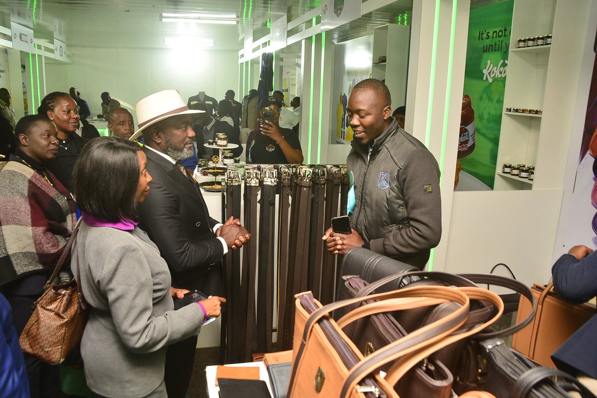 Great meeting with the Minister of Tourism at the Zambia Agricultural &amp; Commercial Show! Hon. Rodney Sikumba. Thank you #Zimtrade #Dehweramambo #genuineleather #proudlyzimbabwean