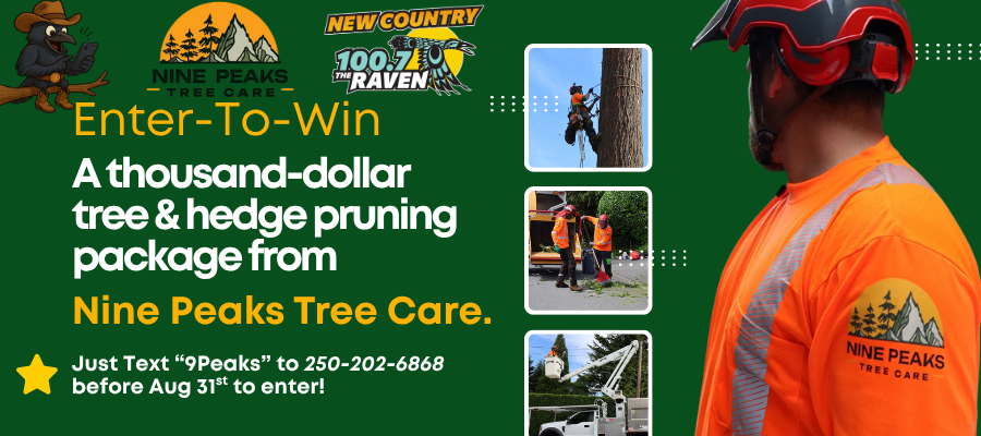 theravenfm's tweet photo. Get rid of that pesky old bush!!
Text "9Peaks" &amp; you could win $1000 in free tree service!
Good Luck Raven Country :) https://t.co/jtXxwl9DY3