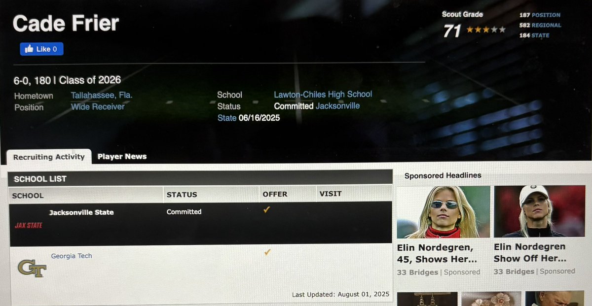 Blessed to have earned a 3 stars via ESPN!!
<a href="/espn/">ESPN</a> <a href="/ChadSimmons_/">ChadSimmons</a> <a href="/ChilesTDC/">Lawton Chiles High School Football</a> <a href="/247recruiting/">247Sports Recruiting</a> <a href="/Rivals/">Rivals</a> <a href="/On3Recruiting/">On3 Recruiting</a> <a href="/WRHitList/">WR Hit List</a> <a href="/MaxPreps/">MaxPreps</a>