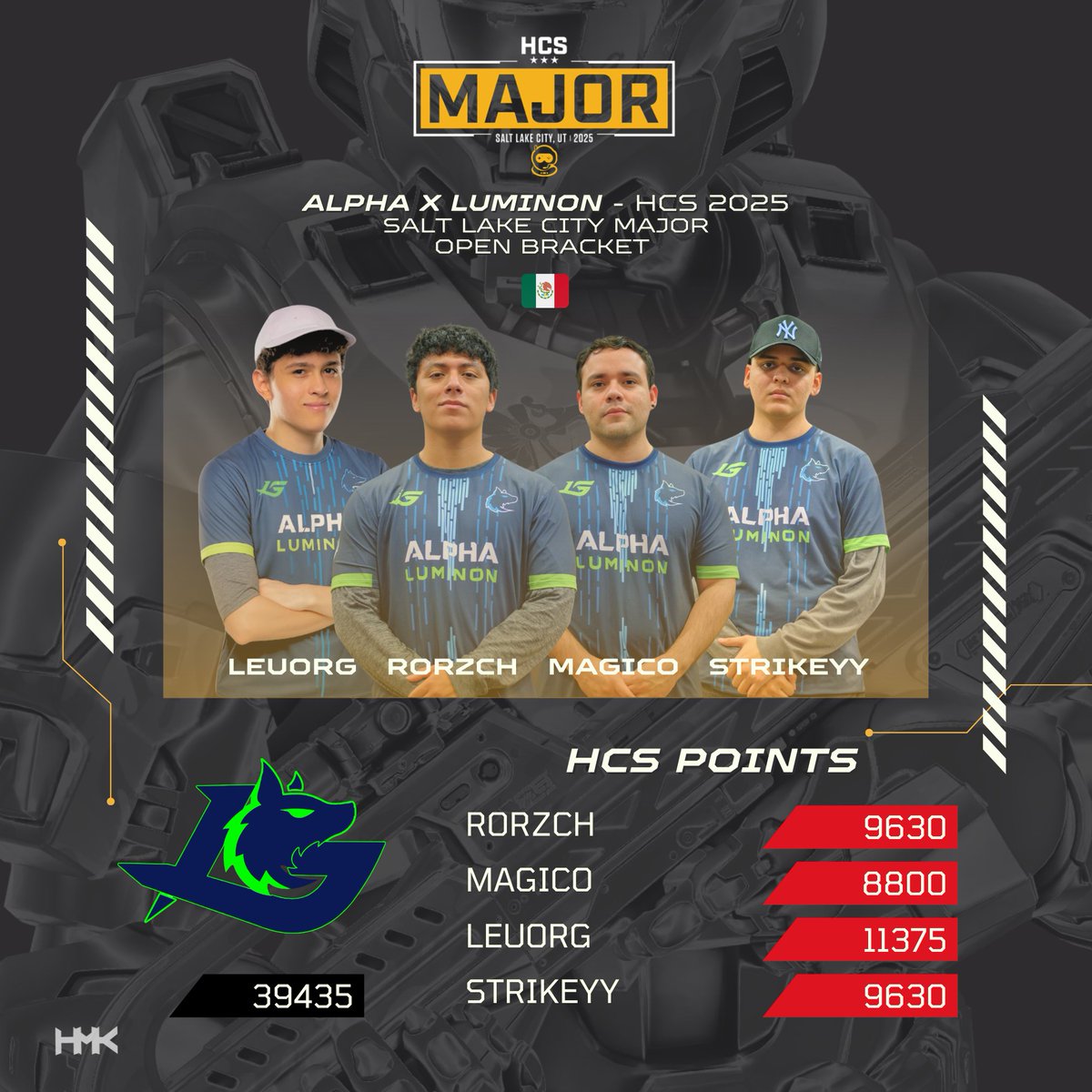 Halo Multiplayers Kingdom 🪖🎮👑 (@hmklatam) on Twitter photo ⚔️ <a href="/Alpha_gg_/">Alpha Esports</a> x <a href="/LuminonGaming/">Luminon Gaming</a>
, Representante de MX 🇲🇽 #HCSSLC25, participando en el Open Bracket.
<a href="/HCS/">Halo Esports</a> World Ranking:
🎮 <a href="/leuor_/">Leo</a> - No. 5
🎮 <a href="/Rorzch_/">Rorzch | ALPHA x LUMINON</a> - No. 7
🎮 <a href="/Mqgico/">Victor Vidal | Alpha x Luminon</a> - No. 8
🎮 <a href="/Strikeyy__/">Strikeyy | Alpha x Luminon</a> - No. 6
🗣️ <a href="/BoycePoleonJr/">Boyce | Luminon</a> - COACH
#HCS ⚔️ <a href="/Alpha_gg_/">Alpha Esports</a> x <a href="/LuminonGaming/">Luminon Gaming</a>
, Representante de MX 🇲🇽 #HCSSLC25, participando en el Open Bracket.
<a href="/HCS/">Halo Esports</a> World Ranking:
🎮 <a href="/leuor_/">Leo</a> - No. 5
🎮 <a href="/Rorzch_/">Rorzch | ALPHA x LUMINON</a> - No. 7
🎮 <a href="/Mqgico/">Victor Vidal | Alpha x Luminon</a> - No. 8
🎮 <a href="/Strikeyy__/">Strikeyy | Alpha x Luminon</a> - No. 6
🗣️ <a href="/BoycePoleonJr/">Boyce | Luminon</a> - COACH
#HCS