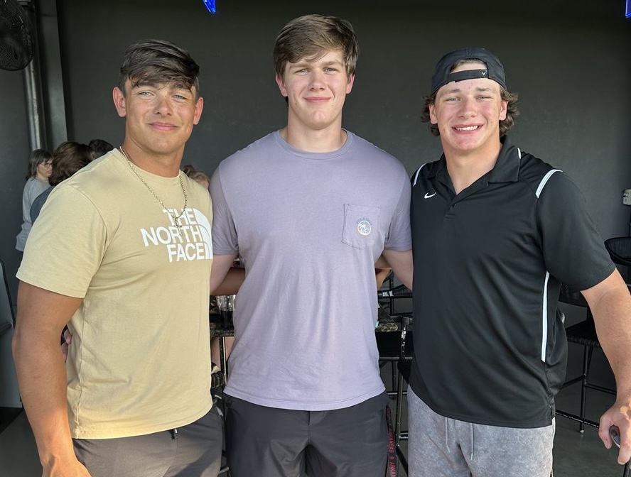 Tight end Maddox Lassiter, offensive lineman Aaron Smith and defensive end Donovan Whitten on their first day at the UA as they reported in 2023. All walked on and now are on scholarship. #WPS