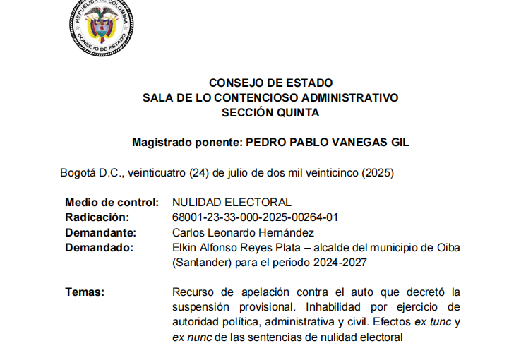 ColAboElectoral's tweet photo. 📩Interesante decisión en sede cautelar. 

Esta providencia es importante para asesores políticos y electorales. 

¿Puede un elegido popular a quien se le declaró la nulidad de la elección, aspirar al evento atípico?

Copia de la providencia judicial: https://t.co/OaAED53qrD

Análisis jurídico al hilo ...