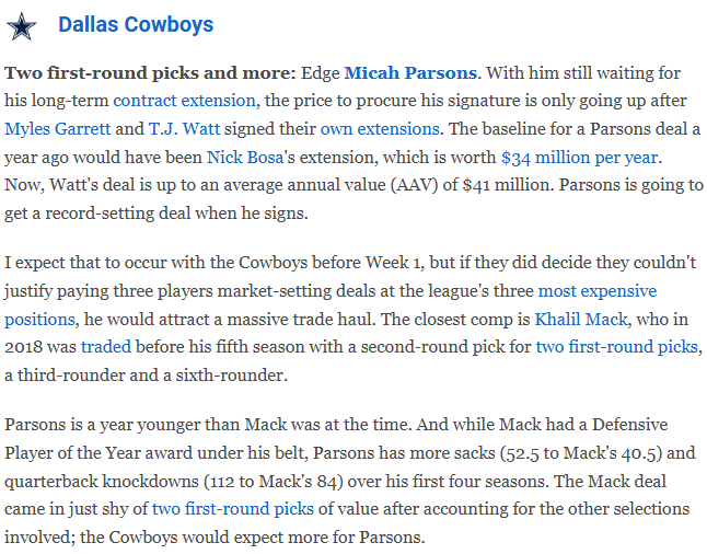 _ContentNausea_'s tweet photo. @CorbinSmithNFL Mack was the comp that came to mind &amp; one of the few deals w/multiple 1sts that could be categorized as 'successful.' That's a gamble I wouldn't be comfortable taking. Would rather they trade a first &amp; second during a draft to secure a more affordable edge. https://t.co/uv7s5yCNr1
