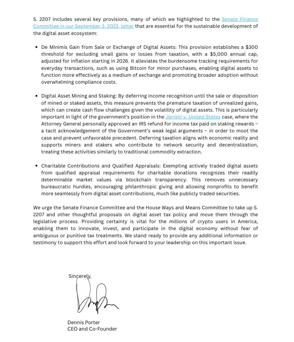 BREAKING: Satoshi Action sent a letter advocating for Bitcoin Tax reform to Senate Finance and House Ways &amp; Means leadership. 

We outline the need for: 
- Capital gains exemption (de minimis)
- Ending double taxation on mining rewards
- Fair treatment for donations