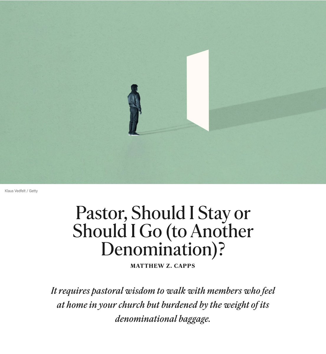 Many pastors are hearing this more often:

“I love this church, but I’m not sure I can stay in this denomination.”

Here’s how to shepherd well in that moment.

(New article from <a href="/MattCapps/">Matt Capps</a>)