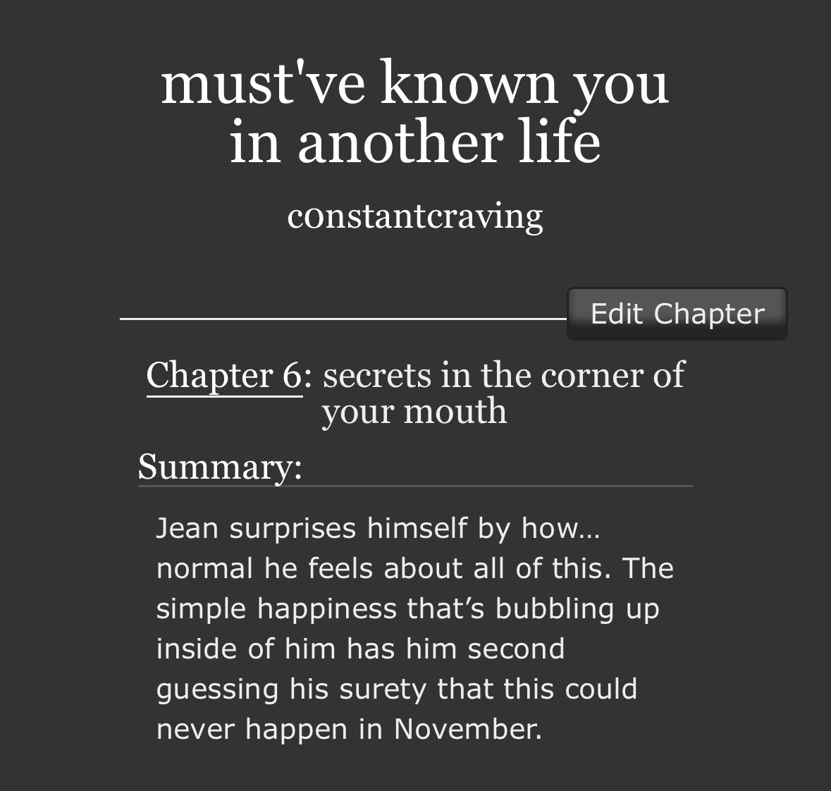 h0twingz's tweet image. happy friday friends and happy august 1 ☀️ here is ch 6, a bit delayed, my apologies 💔 

#aftg | #jerejean | ch wc: 11155 

archiveofourown.org/works/66683752…