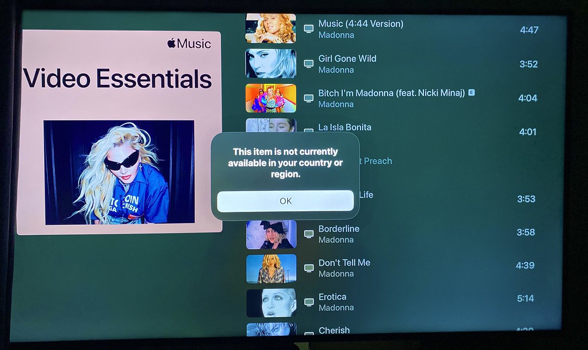 Christopher Romero (@imchrisromero) on Twitter photo Hey <a href="/AppleMusic/">Apple Music</a> yall play 2 much why half of #madonna music videos are blocked and from other artists as well. Yall abandoned the music videos sections it’s frustrating. It’s not like we aint paying 🤬 #AppleMusic Fix Your App Update them Videos. Hey <a href="/AppleMusic/">Apple Music</a> yall play 2 much why half of #madonna music videos are blocked and from other artists as well. Yall abandoned the music videos sections it’s frustrating. It’s not like we aint paying 🤬 #AppleMusic Fix Your App Update them Videos.