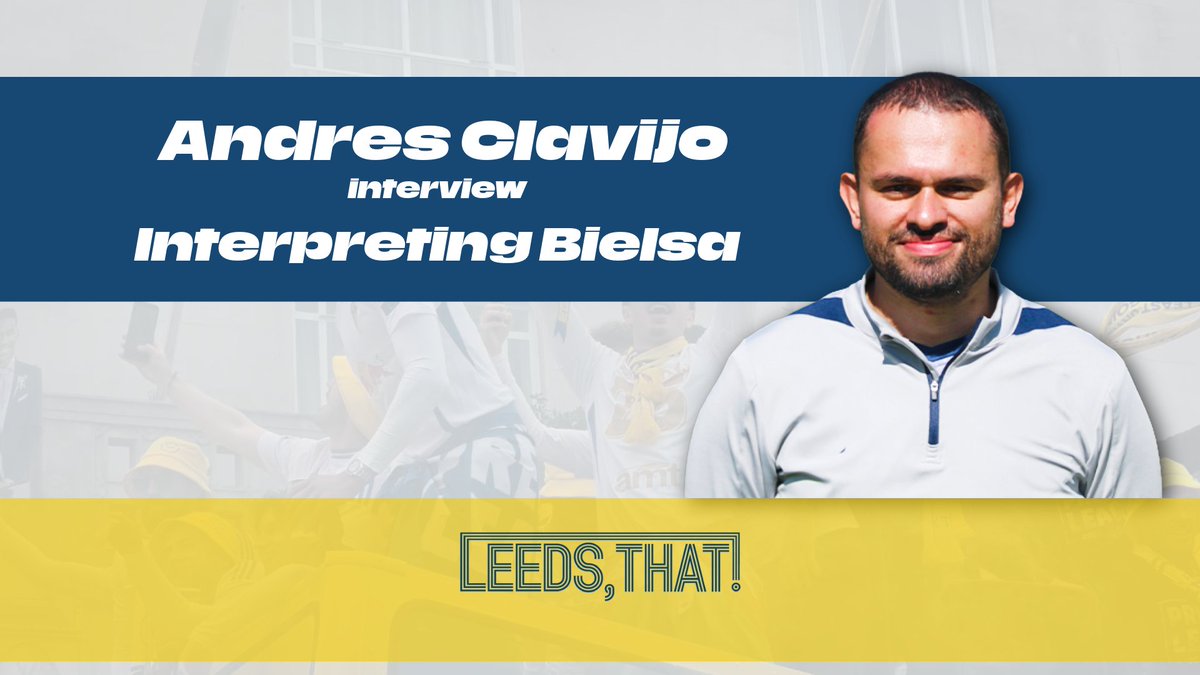 Leeds, That! (@leedsthat) on Twitter photo New Episode 8:00pm BST🔔
Tactician & Translator: Andrés Clavijo on Life with Bielsa at Leeds United <a href="/af_clavijo/">Andres Clavijo</a>
Andrés opens up on life with Marcelo Bielsa, football language, and his journey with LUFC ⚽
A must-watch for Leeds fans 🟡🔵
📺 Set a reminder: New Episode 8:00pm BST🔔
Tactician & Translator: Andrés Clavijo on Life with Bielsa at Leeds United <a href="/af_clavijo/">Andres Clavijo</a>
Andrés opens up on life with Marcelo Bielsa, football language, and his journey with LUFC ⚽
A must-watch for Leeds fans 🟡🔵
📺 Set a reminder:
