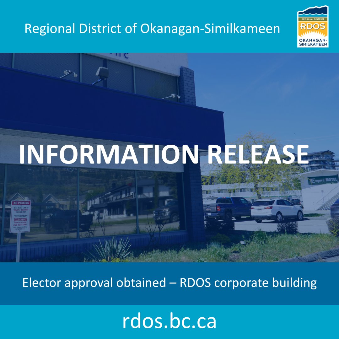 The alternative approval process (AAP) for Loan Authorization Bylaw No. 3106, 2025 (RDOS Corporate Building) concluded on Thursday, July 31, 2025. The Regional District received 213 valid elector response forms.

More info: 
rdos.bc.ca/newsandevents/…