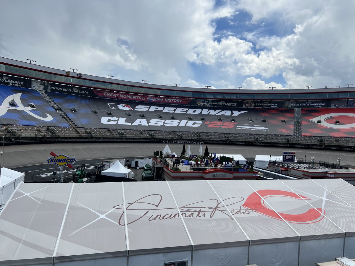 Mike Teevan (@mrteevs) on Twitter photo Almost ready for showtime for the biggest paid crowd in regular season <a href="/MLB/">MLB</a> history on Saturday <a href="/ItsBristolBaby/">Bristol Motor Speedway</a>. <a href="/MLBONFOX/">FOX Sports: MLB</a> <a href="/Braves/">Atlanta Braves</a> <a href="/Reds/">Cincinnati Reds</a> Almost ready for showtime for the biggest paid crowd in regular season <a href="/MLB/">MLB</a> history on Saturday <a href="/ItsBristolBaby/">Bristol Motor Speedway</a>. <a href="/MLBONFOX/">FOX Sports: MLB</a> <a href="/Braves/">Atlanta Braves</a> <a href="/Reds/">Cincinnati Reds</a>