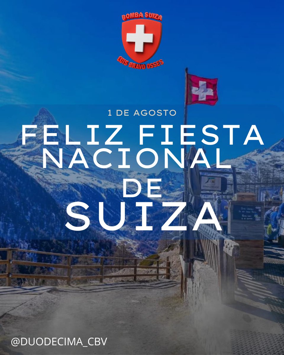 Día Nacional de Suiza.
Desde la Duodécima Compañía de Bomberos de Valparaíso. Bomba Suiza, Les deseamos unas lindas fiestas a <a href="/SuizaChile/">Embajada de Suiza en Chile</a> <a href="/ChilenoSuiza/">Cámara Chileno Suiza de Comercio</a> y a toda la comunidad Helvética que reside en nuestro País.