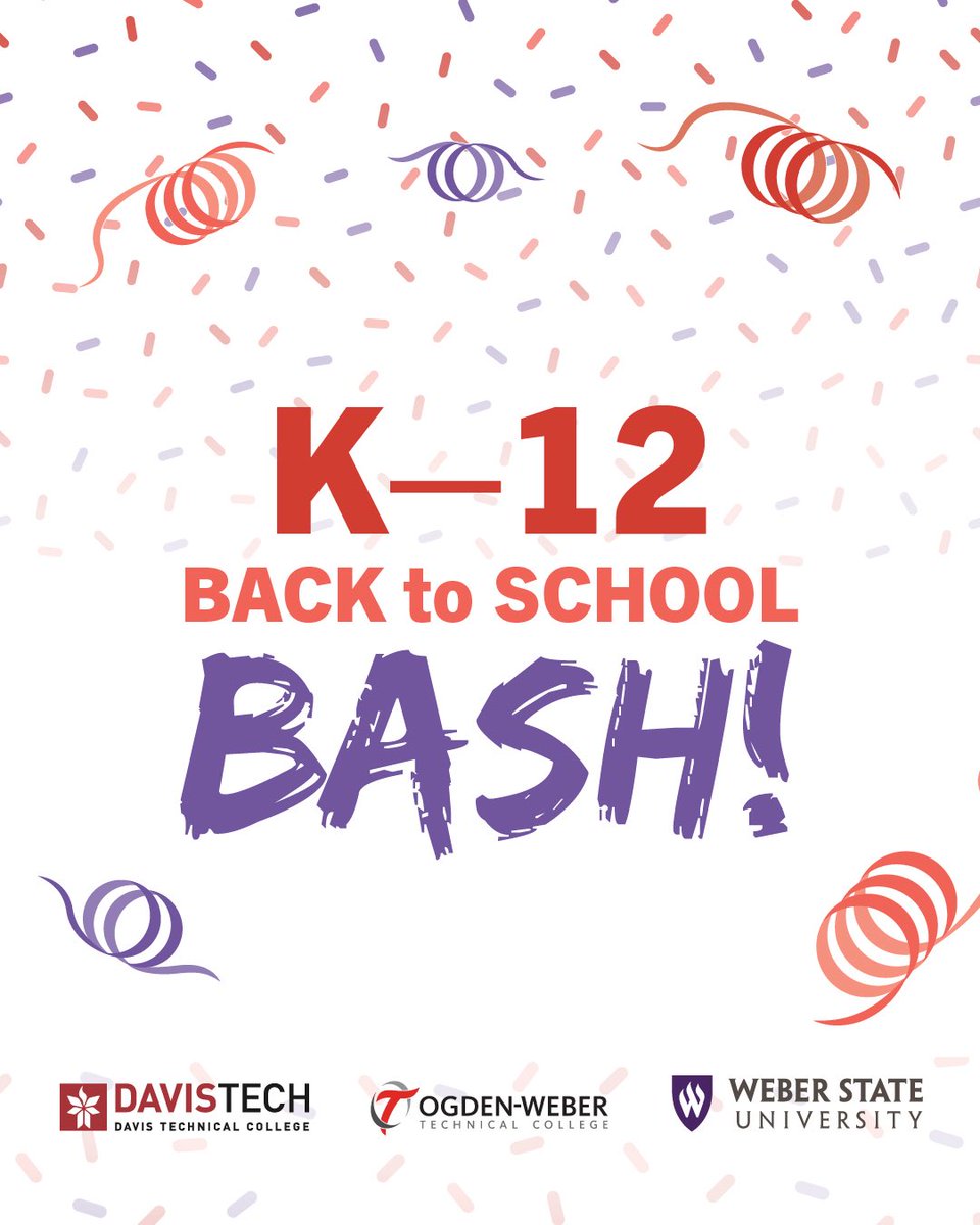 Join us Aug. 9 from 10 a.m. to 2 p.m. at Weber State for a resource fair, free food, free wellness services, and learn more about Davis Tech, Ogden-Weber Tech, and Weber State University.

Learn more at weber.edu/nwcc/

#GetIntoWeber