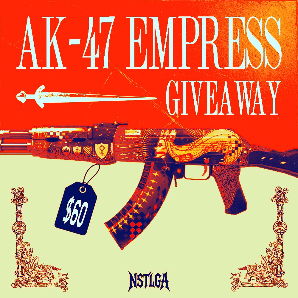 Generation NSTLGA (@nstlga_gg) on Twitter photo We're giving away an "Ak-47 | The Empress" in Minimal Wear condition! ($60 value)
📌Follow <a href="/NSTLGA_GG/">Generation NSTLGA</a>
♻️Like & Retweet
🤝Tag 1 friend
Winner will be announced August 15th!
#CREATENOSTALGIA | #CS2GIVEAWAY We're giving away an "Ak-47 | The Empress" in Minimal Wear condition! ($60 value)
📌Follow <a href="/NSTLGA_GG/">Generation NSTLGA</a>
♻️Like & Retweet
🤝Tag 1 friend
Winner will be announced August 15th!
#CREATENOSTALGIA | #CS2GIVEAWAY