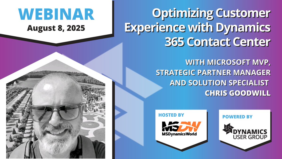 DynamicsUG's tweet image. 🚨 Upcoming #DUGWebinar!
Join Chris Goodwill on Aug 8 for a deep dive into optimizing customer experience with D365 Contact Center + Copilot 💡

✅ Empower agents
✅ Speed up service
✅ 360° customer view

👉 hubs.la/Q03B07m90
#MSDyn365CE #Copilot