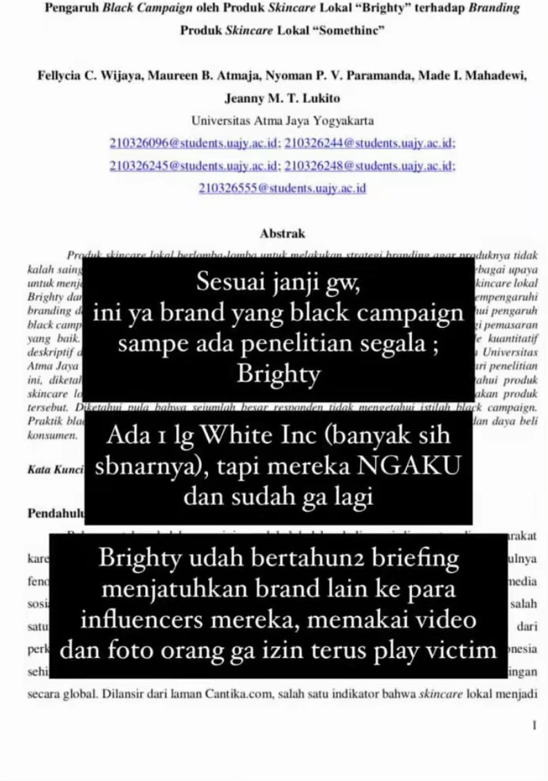 Wah parah sih ya brand yg udh gede, trus komunitasnya lumayan oke, bisa-bisanya sekotor itu bikin black campaign buat jatuhin kompetitornya. Sampe niat bgt ada jurnal penelitiannya. Dokter-dokter udh turun tangan. Brand manalagi yg harus gue percaya?