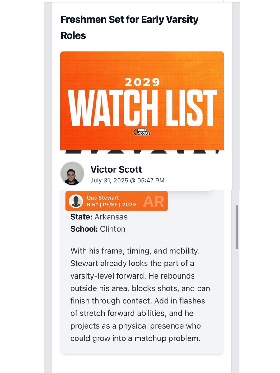 Appreciate it <a href="/VortexSportsARK/">Vortex Sports x Prep Hoops AR</a> !  Looking forward to the season <a href="/ClintonHoops/">Clinton Boys Basketball</a> !

<a href="/FlightAAO/">AAO Flight - PRO16</a>