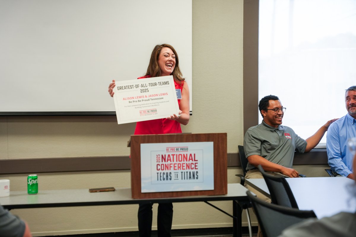 What a well-deserved moment of recognition! ❤️At the 2025 National Conference, TN Tour Team Jason &amp; Alison Lewis were named Greatest of All Tour Teams. Their passion for inspiring students + building tomorrow’s workforce is leaving a lasting legacy.