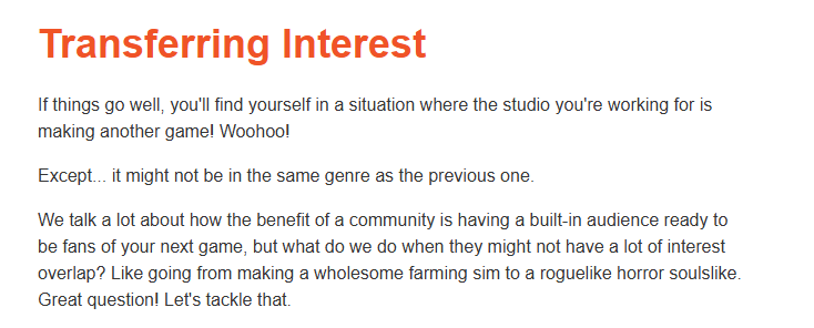 📰 New Community Dev Newsletter is here 📰

The topic: Great news! Your studio is making their next game. But! It's a different genre?? 🤔 How do you transfer player interest btwn games with little overlap?

Plus community-marketing job posts, resources, and more.