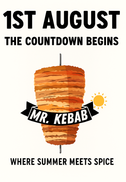 mrkebabmargate's tweet image. The countdown begins... ⏳

Mr Kebab Margate opens 1st August!

Beach days + warm, flavour-packed meals = summer done right. 🌞🍽️

#MrKebabMargate #SummerEats #CountdownToFlavour
