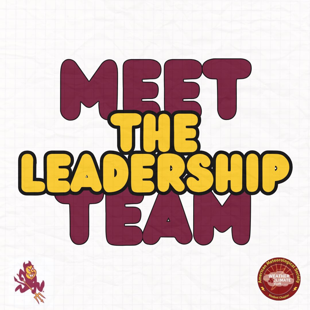 WxClubatASU's tweet photo. ⚡️Meet the 2025-2026 Leadership Team⚡️

If you are not registered in the *NEW* Sun Devil Central, please do so in the Linktree and make sure you are in our GroupMe - this way we can chat about club events!Have a question? Reach out through our DM’s or GroupMe. https://t.co/adEY1WZ4Ug
