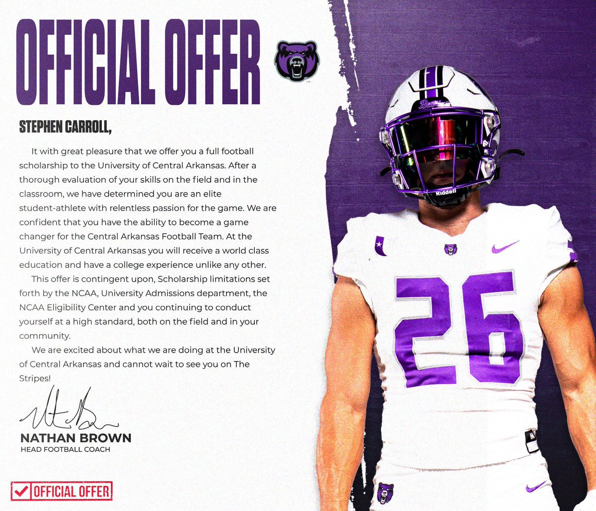 The Official Offer!!! <a href="/CoachGBoykin/">Gunnar Boykin - UCA</a>