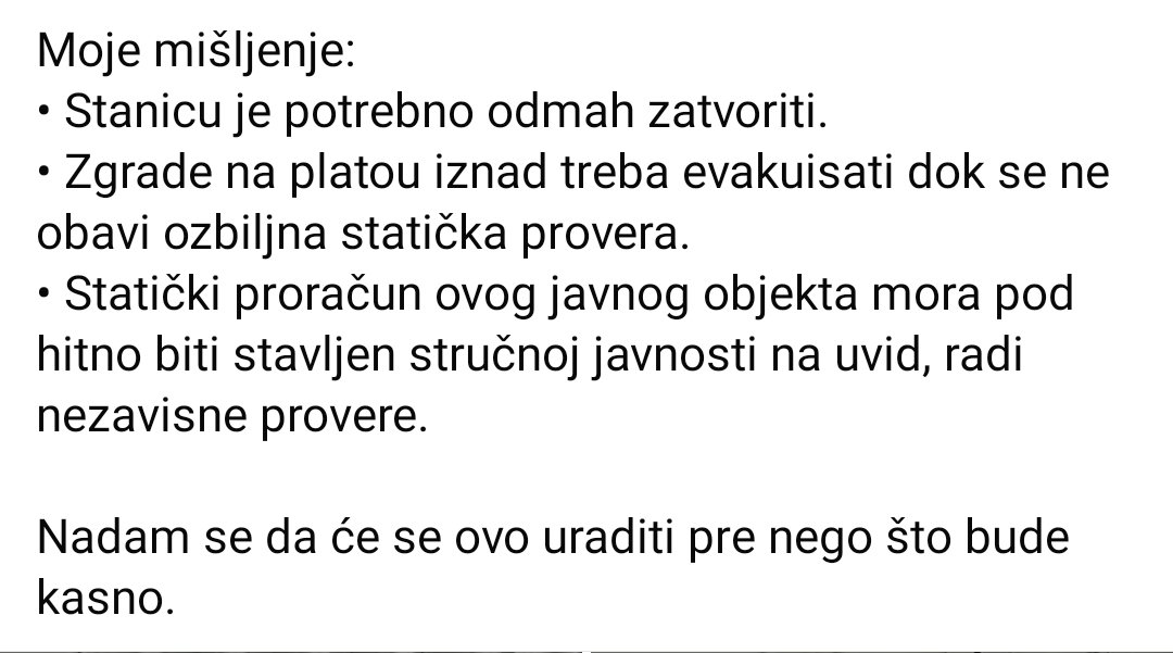 SanelaJS's tweet photo. ❗❗❗
Molim vas pročitajte do kraja apel i upozorenje još jednog mog Novovarošanina,  diplomiranog građevinskog inženjera Edina Drlja o sanaciji greda na Železnučkoj stanici Beograd - Centar (Prokop).
@djajiczoran https://t.co/lZg50sEAks
