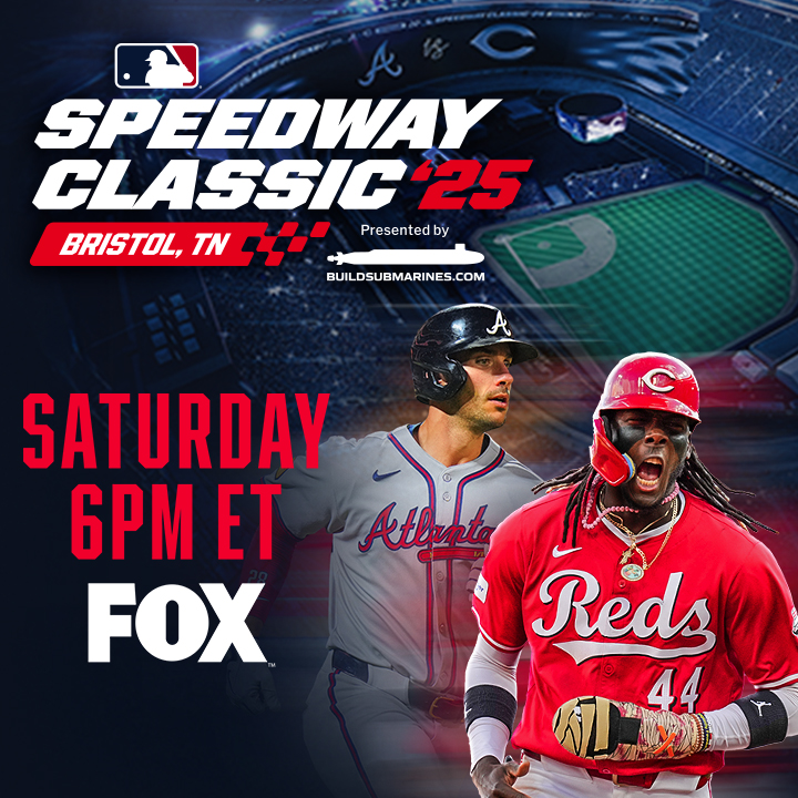 Bristol Motor Speedway (@itsbristolbaby) on Twitter photo ⚾️ Under the lights at Bristol—history goes down this Saturday! Braves vs. Reds at the Speedway Classic ‘25 🔥
📍 Bristol, TN
⏰ 6PM ET on FOX
#SpeedayClassic25 | <a href="/Braves/">Atlanta Braves</a> | <a href="/Reds/">Cincinnati Reds</a> | <a href="/MLB/">MLB</a> ⚾️ Under the lights at Bristol—history goes down this Saturday! Braves vs. Reds at the Speedway Classic ‘25 🔥
📍 Bristol, TN
⏰ 6PM ET on FOX
#SpeedayClassic25 | <a href="/Braves/">Atlanta Braves</a> | <a href="/Reds/">Cincinnati Reds</a> | <a href="/MLB/">MLB</a>