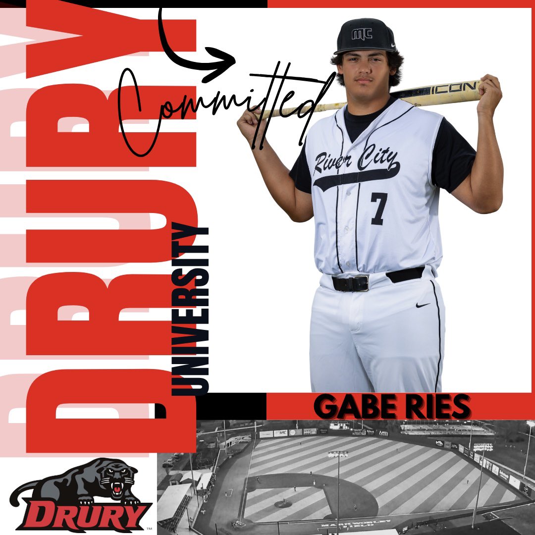 Gabe Ries (@gaberies27) on Twitter photo I have officially committed to @drurybaseball. Thank you to my parents, <a href="/Coach_Rood/">Troy Rood</a>, and all of my other coaches for getting me to this point. Thank you to <a href="/CoachNasby/">Scott Nasby</a> for giving me this opportunity. #DUPanthers <a href="/P2Wbaseball_MC/">Riverhawk Baseball</a> I have officially committed to @drurybaseball. Thank you to my parents, <a href="/Coach_Rood/">Troy Rood</a>, and all of my other coaches for getting me to this point. Thank you to <a href="/CoachNasby/">Scott Nasby</a> for giving me this opportunity. #DUPanthers <a href="/P2Wbaseball_MC/">Riverhawk Baseball</a>