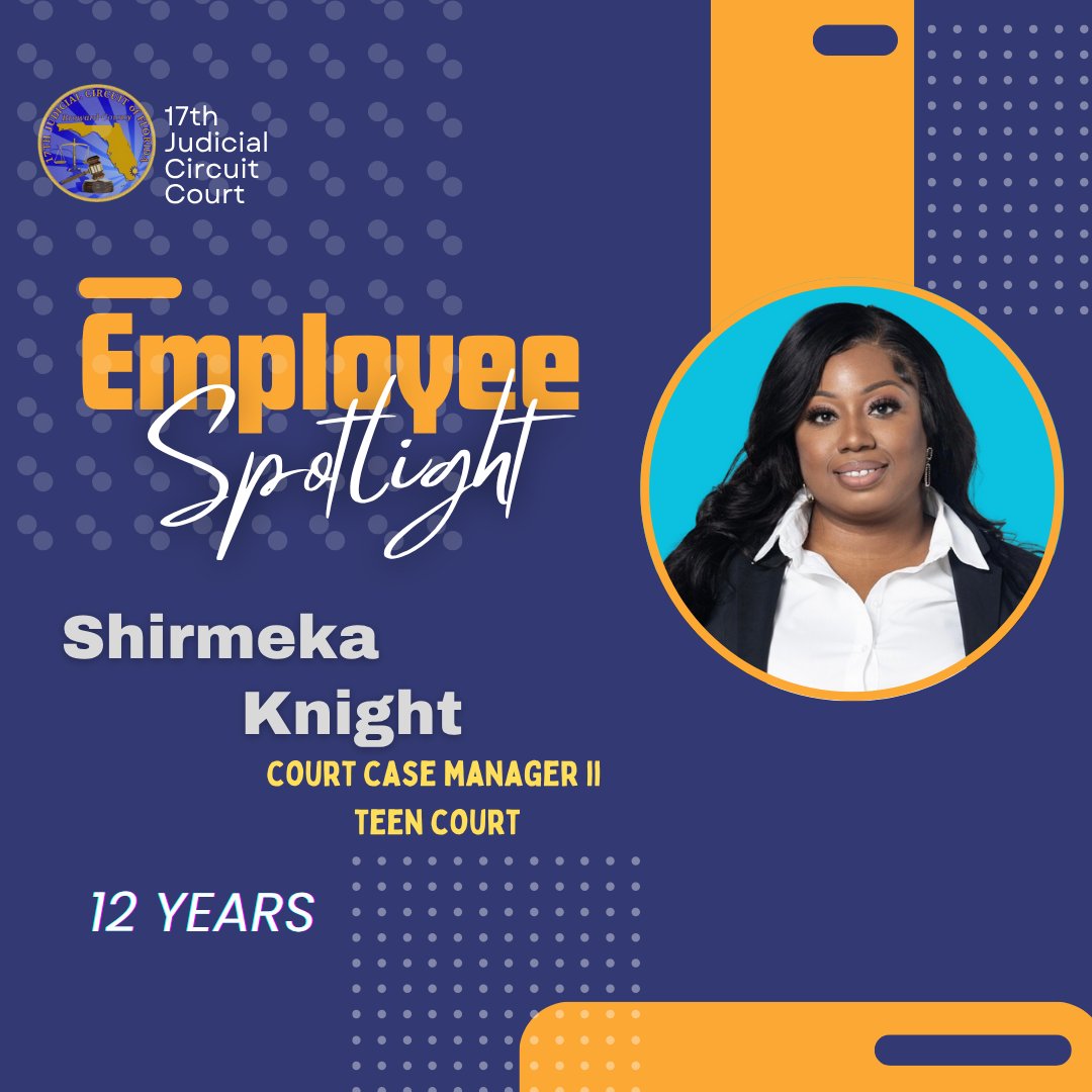 🌟 Meet Shirmeka Knight, Court Case Manager II for Teen Court! 🌟
Shirmeka plays a vital role in guiding youth through the justice system, focusing on juvenile criminal and traffic cases.  Thank you, Shirmeka, for the positive impact you make every day! 🙌👩🏽‍⚖️ #YouthJustice