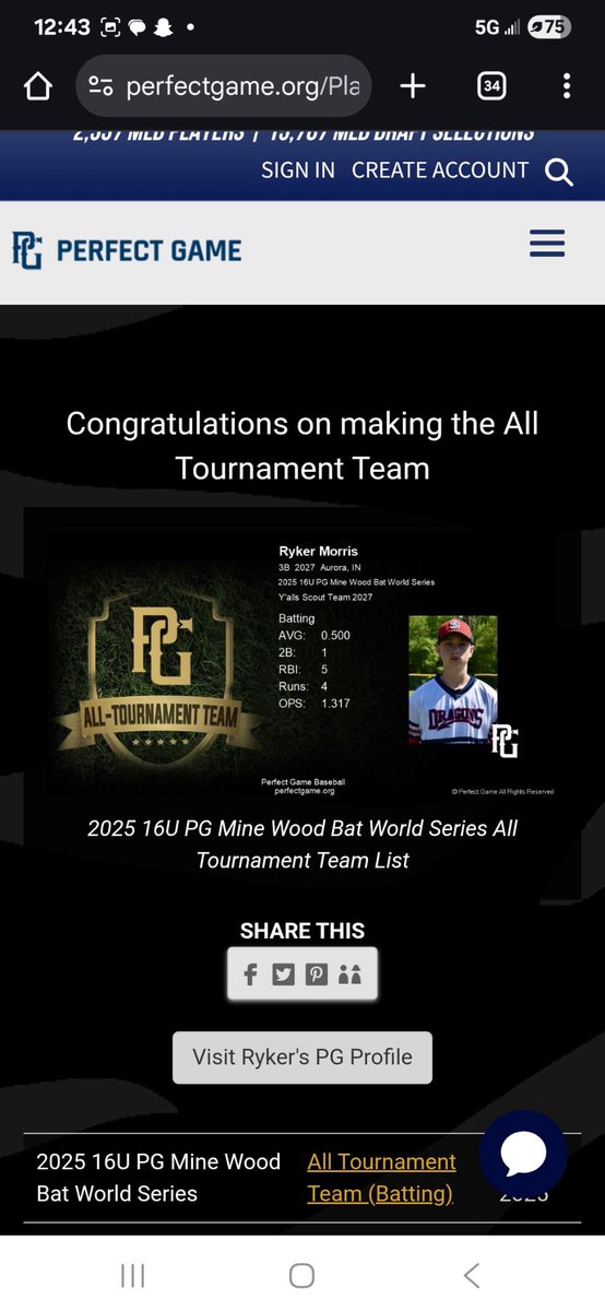 Ryker Morris (@ryker_morris) on Twitter photo Was awesome to find out I made the Perfect Game All Tournament team for the Mine World Series. <a href="/TjMacccc/">Tristan McAlister</a> <a href="/jimbrorace/">Jimmy Roesinger</a> <a href="/PG_OhioValley/">Perfect Game Ohio Valley</a> <a href="/_STDUB/">STW</a> <a href="/2027YallsElite/">2027 Y’alls Scout</a> Was awesome to find out I made the Perfect Game All Tournament team for the Mine World Series. <a href="/TjMacccc/">Tristan McAlister</a> <a href="/jimbrorace/">Jimmy Roesinger</a> <a href="/PG_OhioValley/">Perfect Game Ohio Valley</a> <a href="/_STDUB/">STW</a> <a href="/2027YallsElite/">2027 Y’alls Scout</a>
