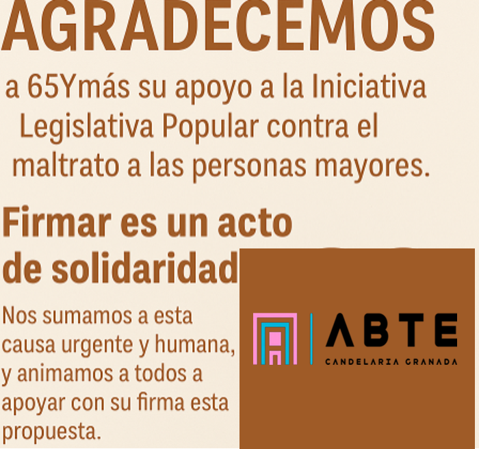 Desde nuestra comunidad queremos agradecer profundamente a 65Ymás 👉 65ymas.com por su respaldo a la Iniciativa Legislativa Popular contra el maltrato a las personas mayores. firma pornuestrosmayores.org