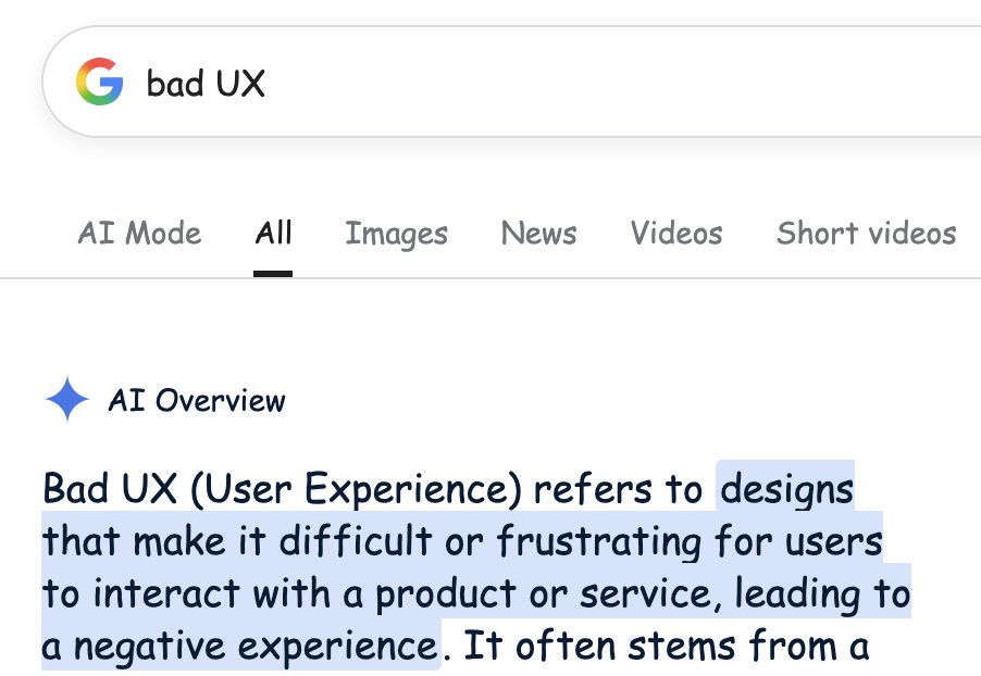 if you google "bad UX" all the results are in comic sans lol