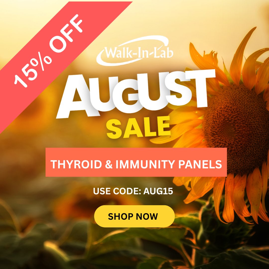 walkinlab's tweet image. 🩺 Don’t Guess, Test!
If you’ve been feeling off, it’s time for a Thyroid &amp;amp; Immunity check.
Walk-In Lab is giving you 15% off this August.
🔗 sales.walkinlab.com/august-sale/ — use code AUG15.
#WalkInLab #AugustHealth #ThyroidAwareness #ImmuneCheck