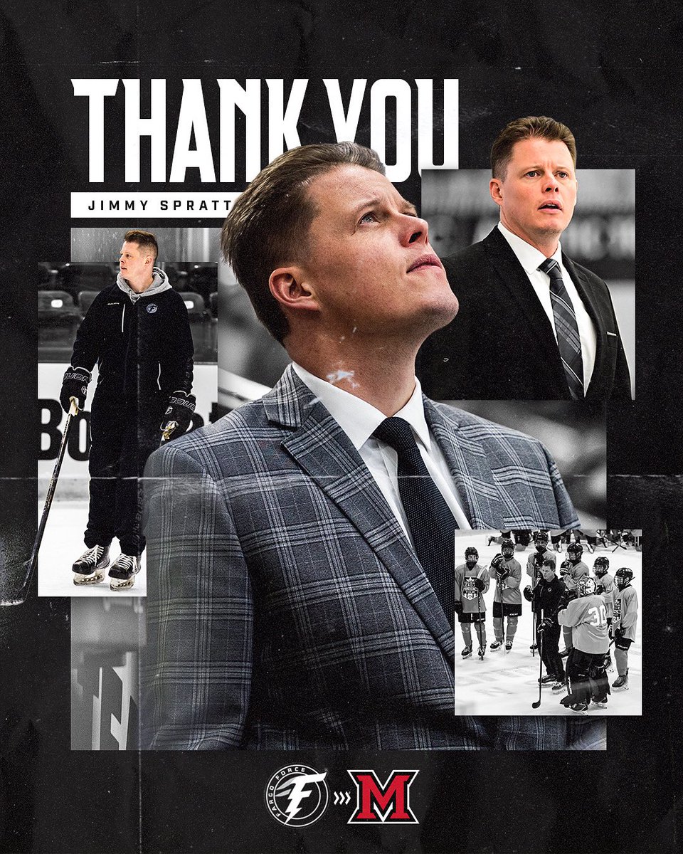 FargoForce's tweet photo. Congratulations to Jimmy Spratt on advancing to the D1 level in his new role as Assistant to the Head Coach for the Miami University RedHawks Men’s Hockey Team!

#ForceNation⚡️ | #USHL https://t.co/8TmpxBWQ4D