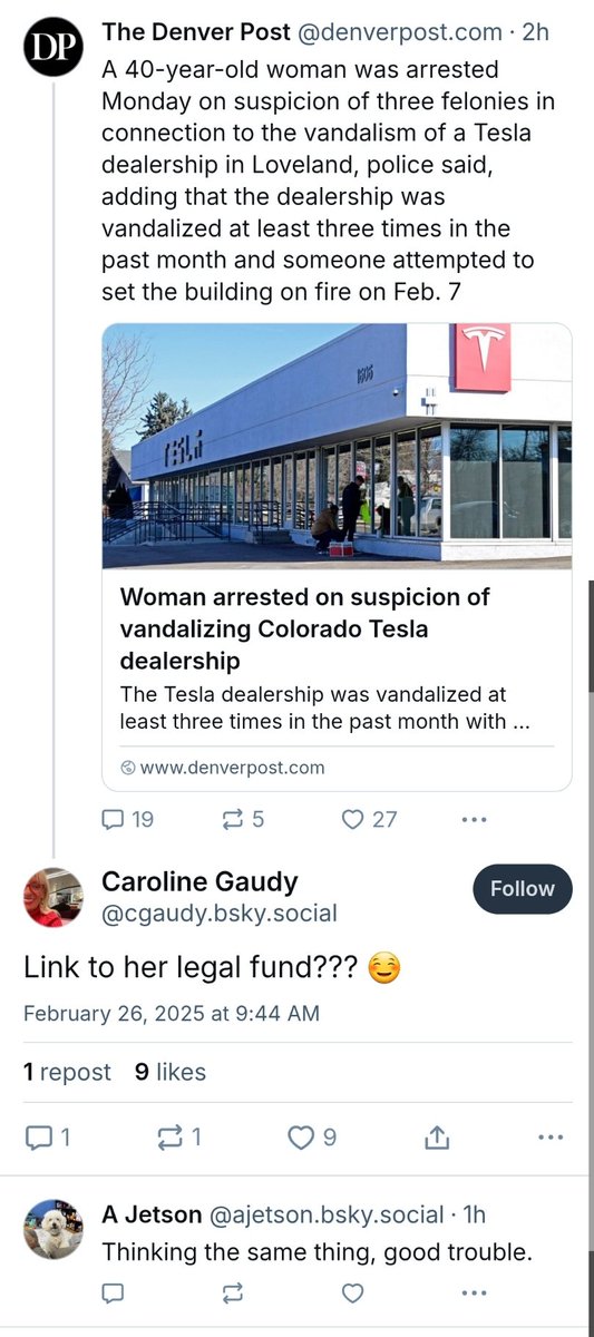 The Denver Post blocked me and several others for correctly identifying the person who firebombed a Tesla dealership, while they were spreading misinformation about him.