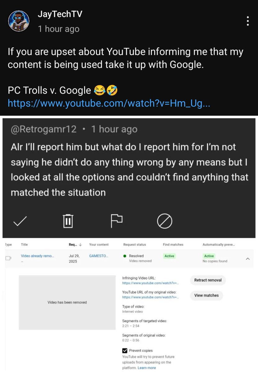 Ladies and gentlemen...The pressure is felt for JayTechTv. Instead of taking responsibility he blames google for his actions.